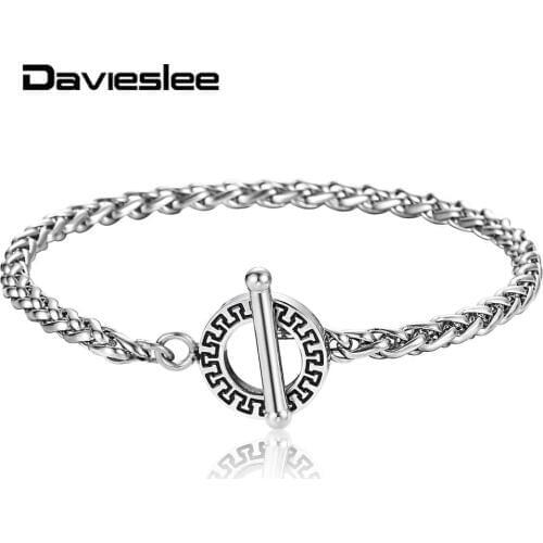 Trendy Womens Mens Jewelry Bracelet for Men Women 4/6mm 8-11 inch Toggle Clasp Stainless Steel Chain Wheat Link Chain LTBS011