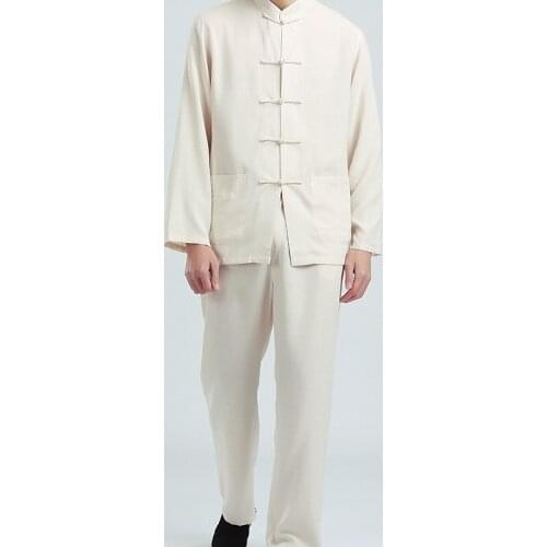 Adult Mens Tai Chi Uniform Cotton Martial Arts Kung Fu Suit Wushu Taiji Clothing Long Sleeve Shirt + Pants Martial Arts Suit