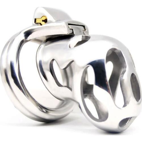 Male Chastity Cage Ventilation Stainless Steel Cock Cages Locking Cockrings Hollow Chastity Device Sex Rings for Men G7-1-235