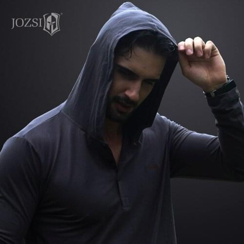 JOZSI Long Sleeve T Shirt Male Solid Color V Collar Tops Sweatshirt Breathabel Shirt Men Cotton Tops Tees Anti-UV Hooded