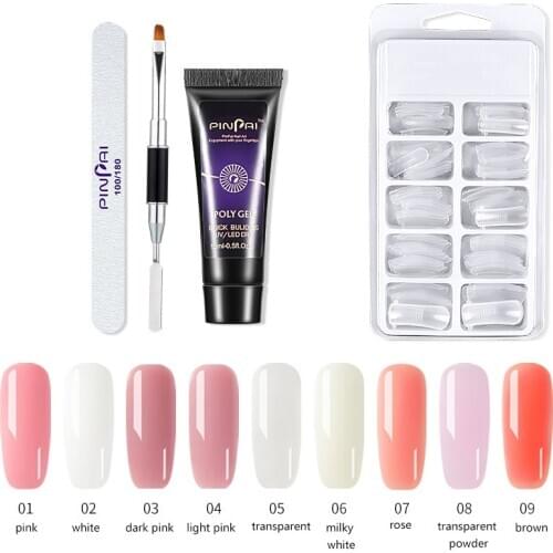Pinpai Nail Art Set 15ml Nail Extension Gel Crystal Nail Solid Quick-drying Model Cleanser Phototherapy Pen Lamp Nail File TSLM1