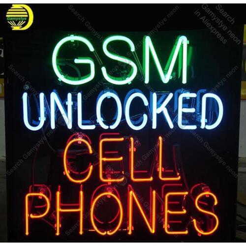 Neon Sign Gsm Unlocked Cell Phone Neon Sign Real Glass Tube Beer Neon Bulb Signboard lighted Decor Room Home neon light for sale