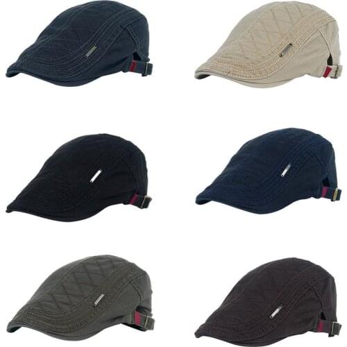 New Mens Hat Berets Cap Grid Pattern Retro Autumn Winter Cotton Men Flat Peaked Cap Newsboy Hunting Hat