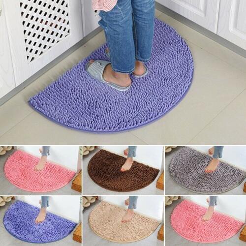 New Half Moon Round Semi Circle Machine Washable Rubber Back Mat Bathroom Rug