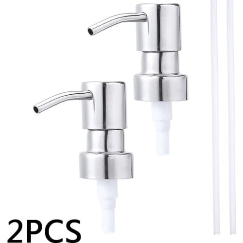 1/2pcs Stainless Steel Jar Soap Bottle Pump Bathroom Soap Liquid Lotion Pump Dispenser With Tube Fit For 25mm Bottle Replacement