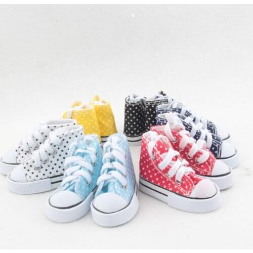 New Dot Pattern 7.5cm Canvas Shoes For BJD Doll Toy 1/3 Mini Doll Sneakers Shoes for 16 Inch Sharon Doll Boots Doll Accessories