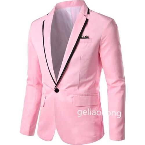 Custom Made Pink/Black/Red Mens Fashion Notch Lapel Suit Jacket Wedding Groom Singer Slim Fit Blazer Hombre Masculino