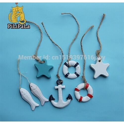 4-6cm Mediterranean Style Fish Slipper Boat Shaped Wall Hooks Living Room Hanging Decoration Decor Wooden Crafts 1pc/lot