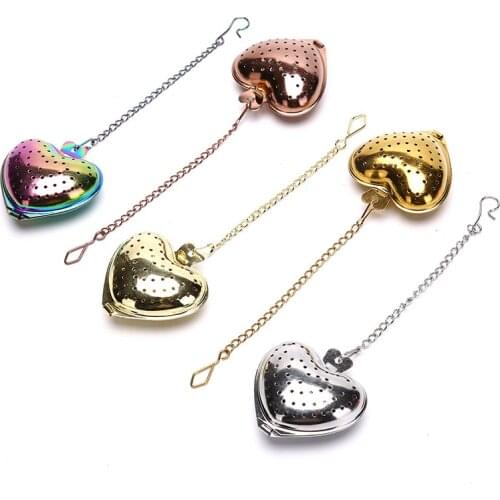 1Pc Heart Shaped Tea Infuser Spoon Strainer Stainless Steel Steeper Handle Shower