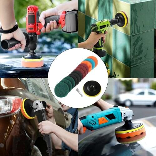 Scrub Pads Sponge Brush Attachment Set 14pcs 4Inch Car Buffing Pads Polishing For Drill Sponge Kit Set Waxing Foam Polisher