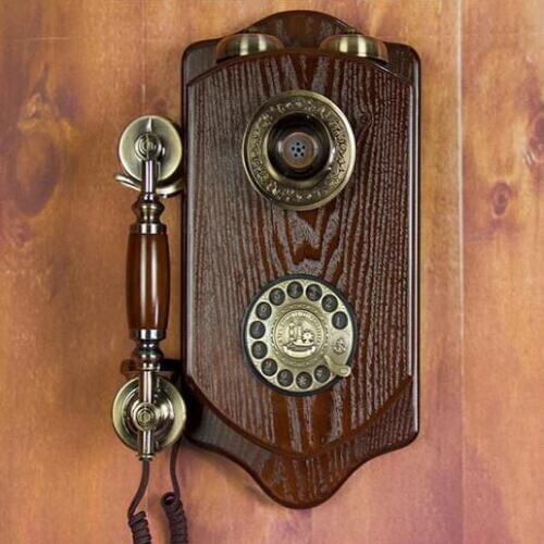 Retro Wall Mounted fixed Telephone Corded Landline Phone Antique For Home Hotel antique saloon made of wood mechanical ringtone