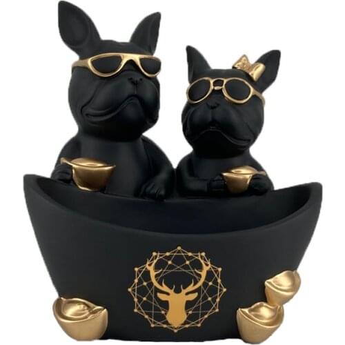 Dog Statue Home Decor Room Decoration Accessories Dog Lovers Figurines Crafts Animal Sculpture Ornaments For Storage Box Gift