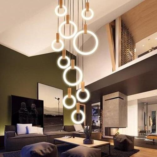 LED Nordic Wooden Iron Acryl Rings DIY LED Lamp LED Light.Pendant Lights.Pendant Lamp.Pendant light For Dinning Room Foyer