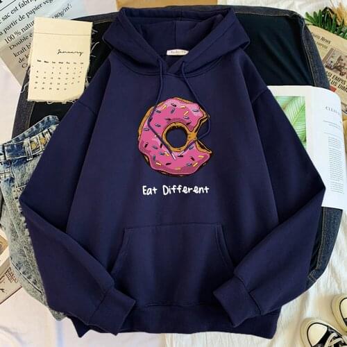 Took a bite Donuts pattern Mens Hoodies Sweatshirts Harajuku Casual Hoodie Autumn Warm Pullover Fleece Street Tracksuits