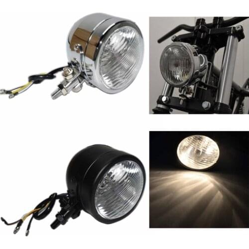 Motorcycle Bottom Mount Retro Vintage Headlight Old School Hi/Lo Headlamp Lamp For Custom Cafe Racer Bobber Chopper