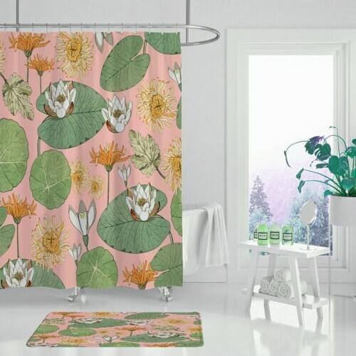 Tropical Rainforest Green Plants Leaves Palm Leaf Monstera Shower Curtain Fabric Waterproof Polyester For Bathroom With Hooks