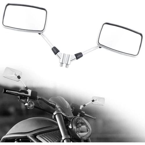 1Pair 10mm Universal Motorcycle Rearview Mirror Handle Bar Side Mirrors for Honda Suzuki Yamaha Kawasaki Chopper