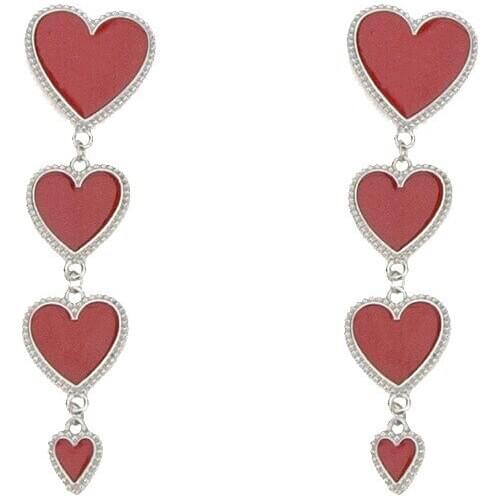 New Design Four Heart Chain Long Dangle Earrings For Women Red White Heart Gold Silver Color Statement Drop Earring Jewelry Gift