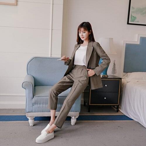 Two-piece suit female spring and autumn new style ladies British casual fashion Double Breasted Office Lady professional suit