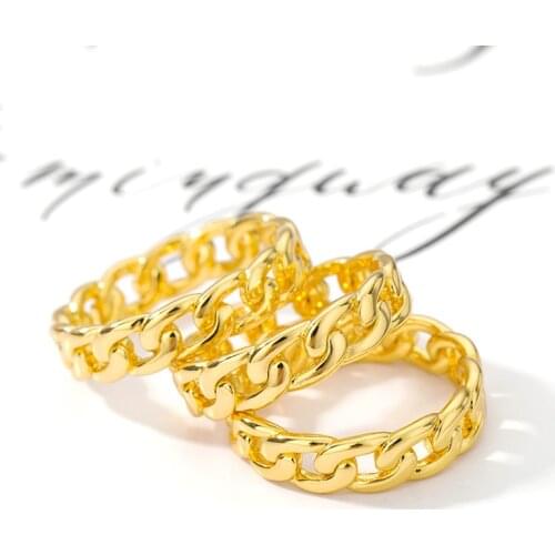 Simple Cuban Chain Shape Rings For Women Men Punk Jewelry Stainless Steel Stackable Ring Best Friend Gifts Bague Femme 2020 BFF