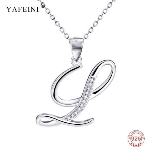 925 Sterling Silver Jewelry A Pendants Necklaces Letter L Charm Silver a-z Initial Letters Name Alphabet Pendant