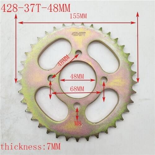 Gear wheel plate 428 37T tooth 48mm rear chain sprocket for 90CC-160cc ATV quad Stomp pit dirt bike