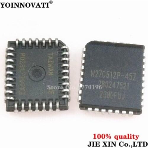 20pcs/lot W27C512P W27C512P-45Z PLCC-32 64K X 8 ELECTRICALLY ERASABLE EPROM