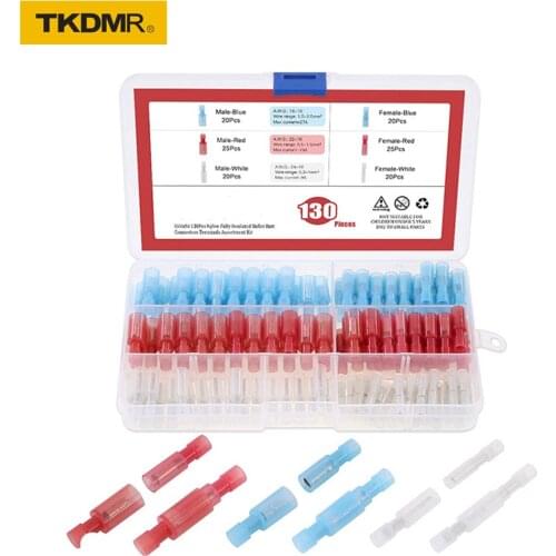 300/130pcs nylon brass bullet female insulated connector wire connector Compression terminal for wire terminal butt joint