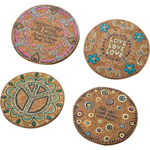 4Pcs Natural Plain Round Cork Drink Coasters Wood Drink Coasters Tea Coffee Cup Mat Table Decor Bottle Tableware Wine Mat