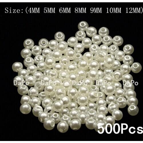 3MM To 12MM 500Pcs Beige Round Pearl Beads With Middle One Hole ABS Imitation Pearl For Scrapbook Beads Jewelry DIY
