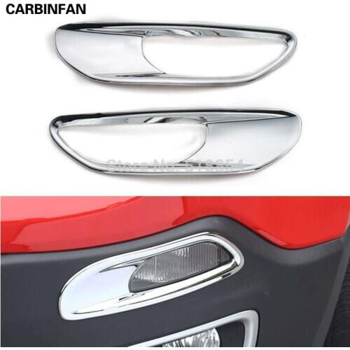 ABS CHROME FRONT FOG HEAD LIGHT RUNNING LAMP FRAME COVER TRIM BEZEL GARNISH MOLDING STYLING FIT FOR 2015 2016 JEEP RENEGADE