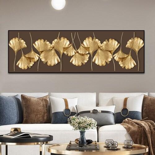 Abstract Gold Ginkgo Leaves Printing Abstract Canvas Posters And Prints Wall Art For Room Decor Nordic Plant Wall Painting