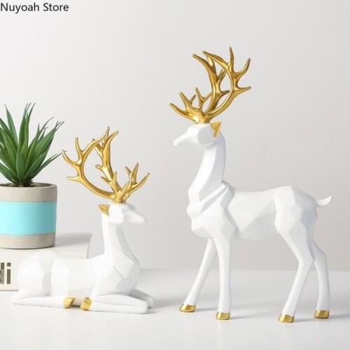 Home Decoration Accessories Light Luxury Geometric Animal Deer Furnishings European Resin Crafts Modern Living Room Decoration