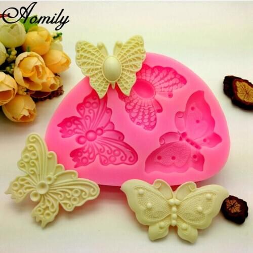 Aomily 3 Styles Butterfly Shape Cookies Chocolate Mould Silicone Fondant Cake Molds DIY Kitchen Cake Decorating Baking Tools