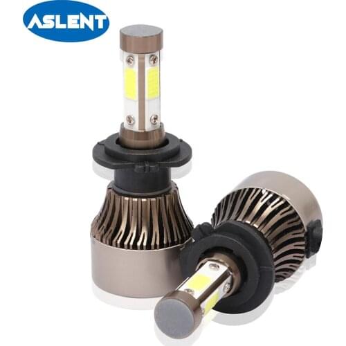 Aslent 2pcs 4 Side Lumens COB LED H4 H7 H11 H8 H9 H13 HB3 9005 9006 9007 100W 12000lm Car Headlight Bulb Auto Headlamp Light 12v