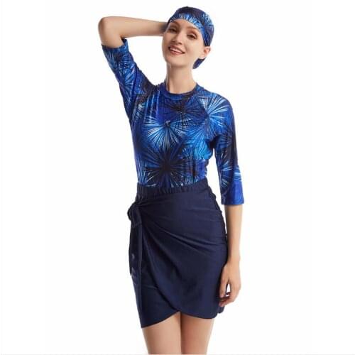Burkini 2020 large sizes swimwear women muslim swimsuit islamic short sleeve modest swim suit beach skirt for swimming hasema