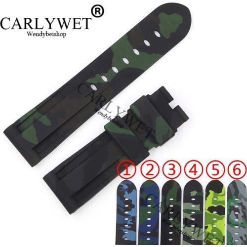 CARLYWET 24mm Wholesale Hot Sell Camo Waterproof Silicone Rubber Replacement Wrist Watch Band Strap Belt For Luminor