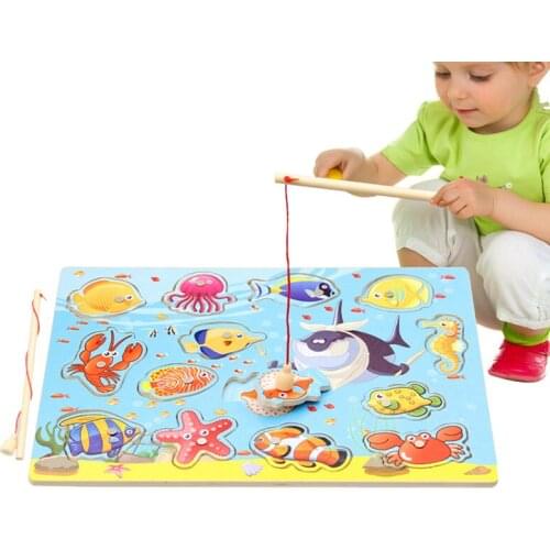 Children Education Toy DIY Fishing Game Wooden Fishing Toy Children Gift Baby Interesting Education