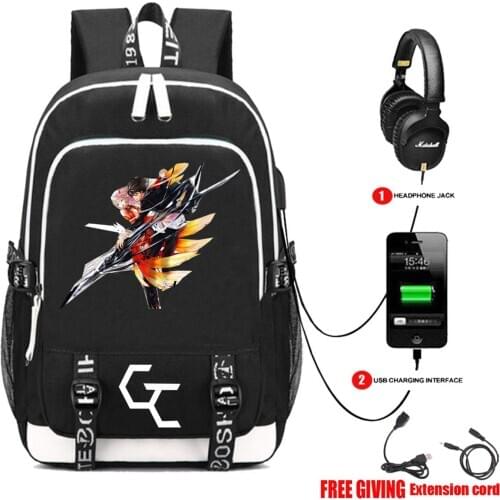 USB Charge Interface Men Women Travel Laptop bag Teenagers Shoulder Backpacks Anime Guilty Crown School book Backpack 8 style