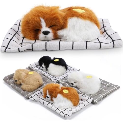 Kid Stuffed Toys Lovely Simulation Animal Doll Plush Sleeping Dogs Toy with Sound Kids Toy Decoration Birthday Gift For Children