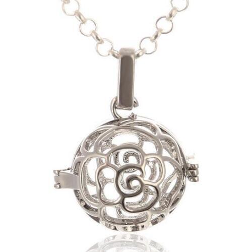 Pretty hollow rose pendant musical pregnancy belly ball necklace with 1pc belly ball