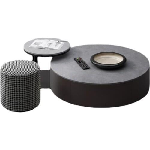 YL Stone Plate round Tea Table Italian Household Small Apartment Modern Minimalist Nordic Retractable Economical TV Cabinet Unit