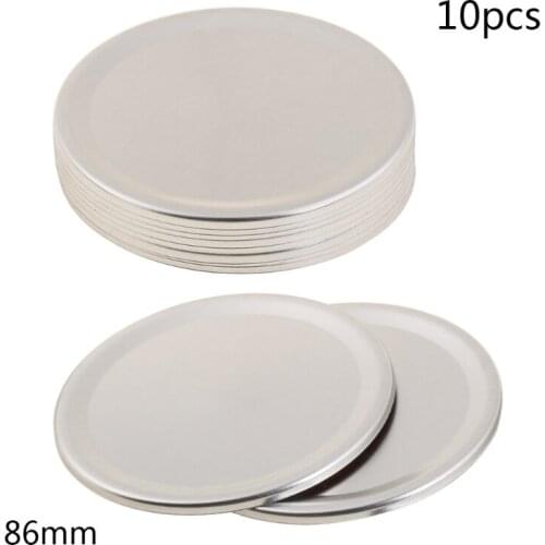 Canning Lids, Regular Mouth Mason Jar Lids And Bands 10 Pack (Silver) 86MM