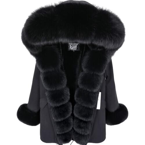 MaoMaoKong Womens winter jacket real fox fur straw jacket Slim long womens warm windbreaker parka Winter outdoor sports top