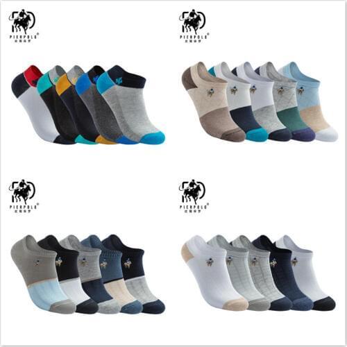 5 Pairs/lot Summer Socks Men Breathable Short Cotton Brand Socks Novelty Embroidery Fashion Men Business Ankle Socks