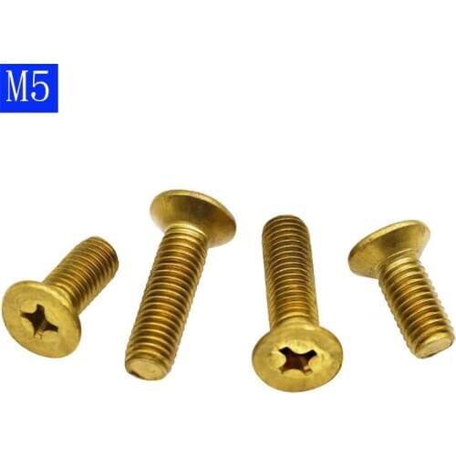 M5 - 0.8 ( 5mm ) Solid Brass Phillips FLAT HEAD Machine Screw DIN 965 Bolts ISO 7046 bolts Type H Recess