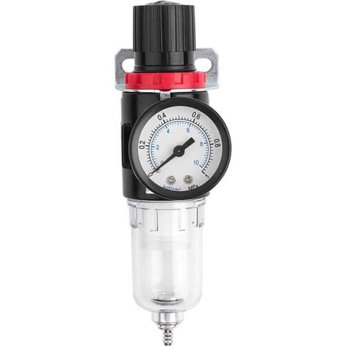 Oil Water Regulator 1/4in AFR2000 Oil-Water Separator Compressed Air Filter Air Source Treatment with Pressure Gauge