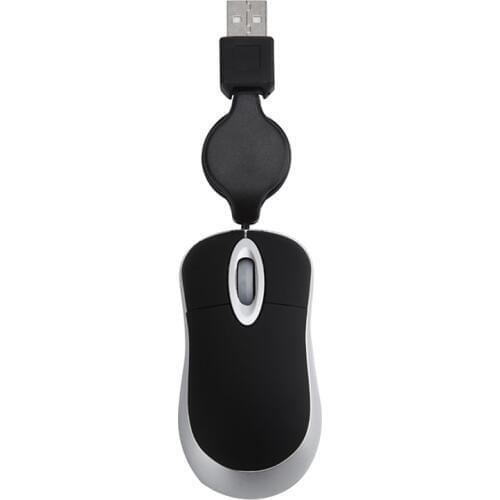 Mini USB Wired Mouse Retractable Cable Tiny Small Mouse 1600 DPI Optical Compact Travel Mice for Windows 98 2000 XP Vista Ve