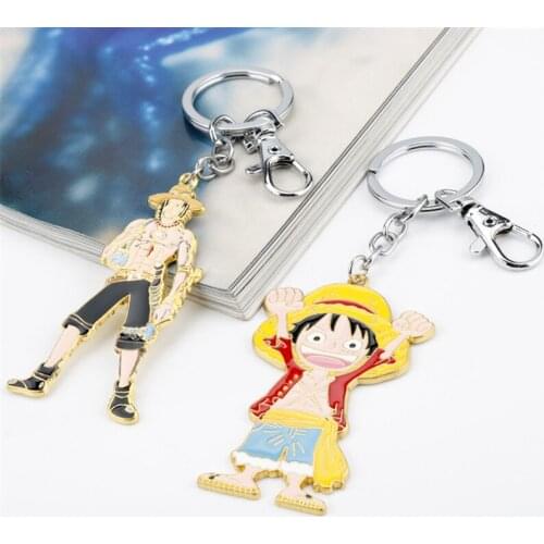 Fashion Anime One Piece Smile Luffy KeyChain Metal Figure Keyring Cute Bag Backpack Car Pendant Key chain Cosplay Jewelry Gift