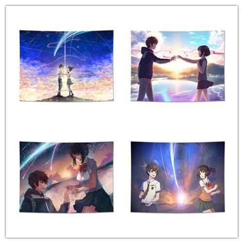 Your Name Fashion Customized Anime Tapestry Wall Decoration Cartoon Bedroom Hanging Tapestries Table Cloth Unisex NEW